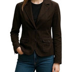 Banana Republic  Linen Blend Blazer Chocolate Brown Size 10 Photo 0