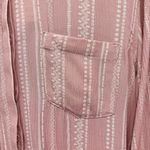 Hippie Rose  Mauve & Cream Boho Floral Design Long Sleeve Button Front Top Large Photo 3