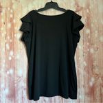Unbranded Black Ruffle Sleeve V Neck Stretch T Shirt Size XL Photo 6
