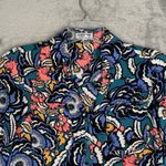 EXPRESS Shirt Women XS Portofino Black Blue Floral Flower Career Office Casual Photo 3