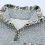 Grey Quilted Sweatshirt Green Plaid Elbow Patches Size XL Gray Photo 2
