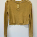 Wild Fable  Yellow Waffle Knit Cropped Henley - XS Photo 0