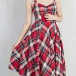Anthropologie ModCloth Plaid A Line Dress Red Black White S Photo 0