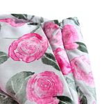 H&M floral woven pink white dress pants with a sheen size 14 Photo 3