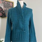 margaret o'leary  Merino Wool Superkid Teal Speckled Shawl Pullover Bell Sleeve Photo 1