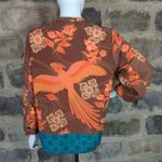 Sag Harbor Oriental Phoenix Print Blouse Orange Brown Turquoise Woman's Small Photo 4