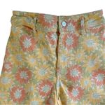 ZARA Marine Straight High Waisted Yellow Sun Flower Denim Jean Sz 4 Ragged Hem Photo 2