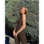 NEW Brown Yoga Jumpsuits Ribbed Sleeveless Jumpsuit S Photo 5