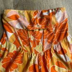 Sky to Moon  Strapless Floral Romper Orange Yellow Pink L Boho Festival Vacay Photo 1