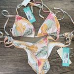 Shore‎ Bahamas pink paradise print bikini set large top medium bottoms NWT White Photo 0