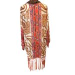 Entro Kimono Shawl Cover Up Tassel Wide Sleeves Sz Med Boho Women's Open Type Photo 6