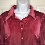 Modcloth  Here For the Drama Button Up Corduroy Velvet Top Balloon Sleeve Wine S Photo 3