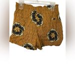 Anthropologie  Mustard Yellow Floral Linen Blend High Rise Shorts Womens XS Photo 1