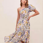 ASTR THE LABEL Santorini One Shoulder Midi Dress Retro Floral Purple Small NEW Photo 0
