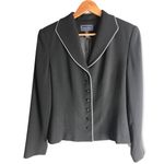 Laura Scott Vintage Black With White Lined Button Up Blazer Photo 29