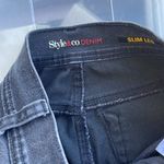 Style & Co . black denim, distressed, jeans, slim leg, 8 petite short Photo 1