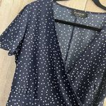 Relipop  Short Sleeve Blue Polka Dot Ruffle Mini Wrap Dress Junior Large Like New Photo 2