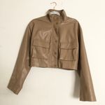Alo Yoga Faux Leather Power Hour Jacket Toasted Almond M Photo 8