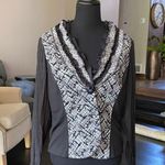 Alberto Makali Black White Tweed Ruffled Blazer Coat Size XL Photo 1