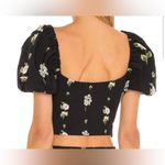 Agua Bendita Bailee Moss Black Crop Top with Floral Design Photo 1