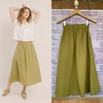 Tradlands Meadow Linen Midi Skirt in Olive XXS Green Photo 1