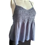 AE Smocked summer top medium silky look satin cami slate blue American Eagle​ Photo 2