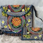 Embroidered Boho Artsy Festival Shoulder Bag & Wallet Set Photo 0
