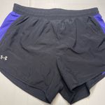 Under Armour Women  Heat Gear Black Purple 2 in 1 Shorts Pockets Drawstring Sz S Photo 0