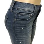 EXPRESS  Pearl Embellished Denim Mid Rise Ankle Legging Denim Blue Jeans Womens 4 Photo 1