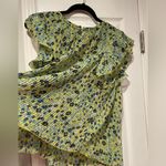 RD & Koko Yellow Blue Floral Pleated Ruffle Sleeve Semi Sheer Size M Size M Photo 7