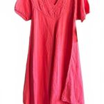 NWT Manta Del Lago Womens Short Sleeve Dress Size Medium Peach Pointed Hem Orange Photo 2