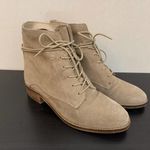 ASOS Tan Suede Heeled Booties Lace Up Photo 9