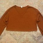 Cropped Ribbed Long Sleeved Lightweight Sweater Orange Size M Photo 0