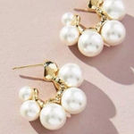 Anthropologie Lake Life Ascending Gold Pearl Hoops Photo 0