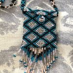 Blue Beaded Medicine Bag Necklace NWOT Photo 1