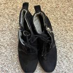 Bongo  Ankle Booties Women's Size 10 Kenzie Wedge Black Quilted Faux Suede Lace Photo 3