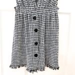 ZARA  Tweed Button Front Pinafore Mini Dress Sleeveless Blue Black White Sz Small Photo 12