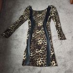 Eien Long Sleeve Animal Print Pleather Strip Dress SIZE 1X Photo 0