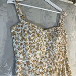 Moon River Cream Yellow Floral Print Lace Corset Midi Dress Small Brunch Girly Photo 6
