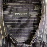 Ellen Tracy  Navy Sheer Striped Button Down Blouse Women’s 8 Evening Party Photo 2