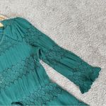 Free People Women’s Fire Island Knit Crochet Blouse Top Cottagecore in Green XS Photo 6