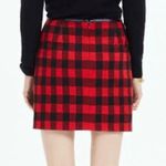 Madewell Red Buffalo Check Gamine Plaid Wool Blend Mini Skirt Size 2 Photo 1