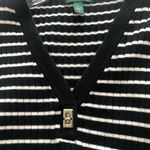 LRL Striped Long Sleeve Pullover V Neck Cotton Sweater Black& White 🌸HP M Size L Photo 6