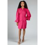ALDEN ADAIR Hot Pink Button Front Puff Sleeve Mini Dress Size L Size L Photo 3
