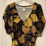 Carmen Marc Valvo  Floral Swim Cover Dress Beach Black Brown Tan Size MED EUC Photo 1