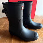 Hunter  Women’s Original Short Back Adjustable Rain Boots Black Sz 10 New in Box Photo 0