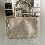 Oscar de la Renta  NM‎ Floral Lace Canvas Handbag BOHO Beach Everyday Tote Bag Photo 3