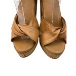 *Vintage 70's Platform Heels Womens Size 7 Disco Dance Cork Tan Strappy Sandals Photo 6