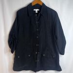 Chico's Black Snap Button Front Roll Cuff Back Cinch Casual Shirt Size 1-Small Photo 8