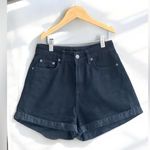 CarMar Women’s High Waisted Cuffed Hem Black Denim Shorts Size 24 Photo 0